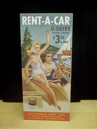 Vintage California A Car With Fun Pictorial Map Brochure C1940 