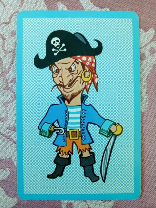 Vintage Playing Card 1970s Wiggly Wave Wavy Pirate Single Swap Card Blank Back