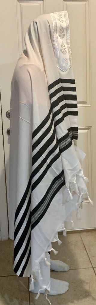 Keter 100 Wool Kosher Talis Prayer Shawl Black Stripes Size 70