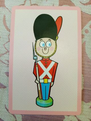 Vintage Playing Card 1970s Wiggly Wave Wavy Toy Soldier Swap Card Blank Back