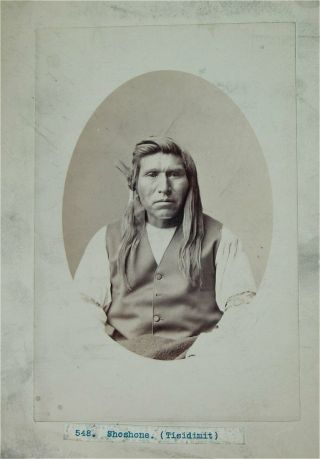 1872 Native American Shoshone Indian Cabinet Card Photo Of Tisidimit Rookwood