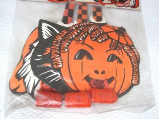 Antique MIP Halloween 3 Party Noise Makers Witch Pumpkin Girl Black Cat T99 2