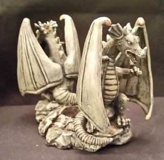 Gargoyle Gothic Dragon Candle Holder Double Winged Flying Medieval Mythical Art 3