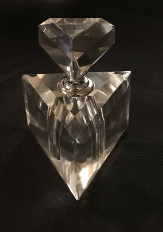 Gorgeous Glass Perfume Bottle Crystal Dabber Art Deco Prism Triangle Heavy