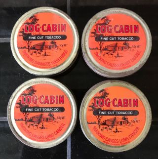 Set Of 4 X Log Cabin Tobacco Vintage Australian Tins