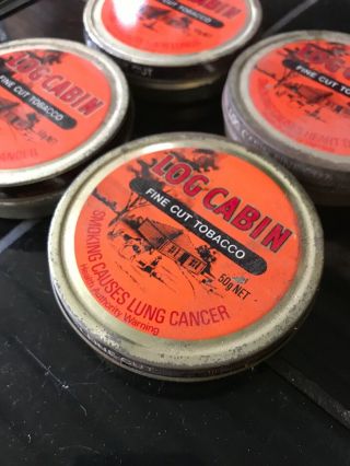 SET OF 4 X LOG CABIN Tobacco Vintage Australian Tins 3