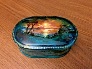 Russian Lacquer Hinged Box Signed