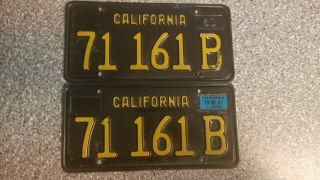 1963 California Commercial License Plates,  1967 Validation,  Dmv Clear,  Vg