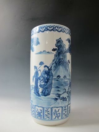 A Chinese Large Blue White Porcelain Vase Umbrella Stand Hat Stand 18 " Height