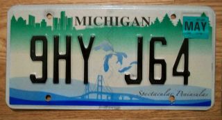 Single Michigan License Plate - 2008 - 9hy J64 - Spectacular Peninsulas