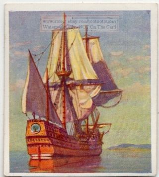 1620 Mayflower Pilgrims Sailing Ship Plymouth Colony England C80 Y/o Trade Card