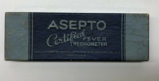 Vintage 1942 B - D Asepto Fever Thermometer W/box And Insert.