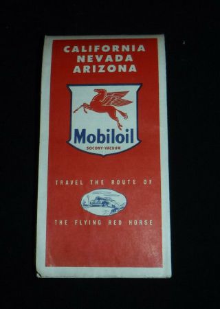 Mobil Oil Mobil Gas Map Of California Nevada Arizona With Pegasus Logo 1940s
