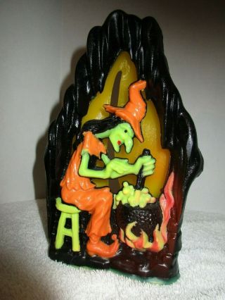 Vintage Gurley Halloween Glow Candle - Witch W/cauldron Holiday Decorations
