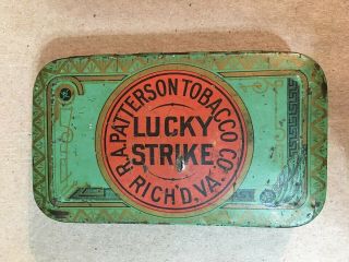 Vintage R.  A.  Patterson Tobacco Lucky Strike Cut Plug Pocket Tin,  Richmond,  Va