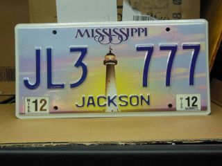 License Plate Jl3 777 = 2012 Mississippi Lighthouse Lucky Number Triple Digit