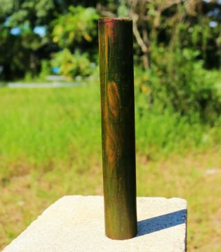 Bakelite Green Yellow Marble Rod 241x38mm 349 Gr Have Cracks