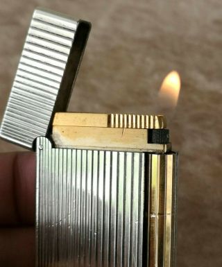 S.  T.  Dupont Ligne 2 Lighter Silver Plated Rare Vertical Lines Rare Collectors