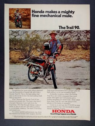 1974 Honda Trail 90 Ct90 K5 Motorcycle Vintage Print Ad