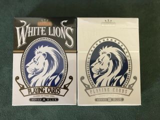 2 White Lions Playing Cards By David Blaine (1) Series A (rare) & (1) Series B