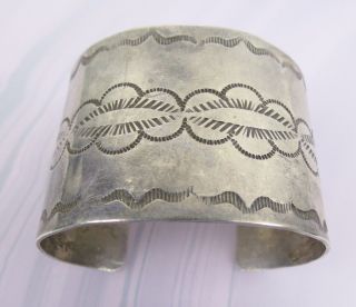 Interesting Old Navajo Simple Sterling / Ingot / Coin Silver Wide Cuff Bracelet