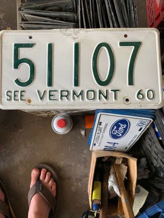 1960 Vermont License Plate 51107.