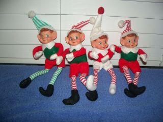 Vintage Christmas Pixie Elf Knee Huggers Red White & Green 9 "