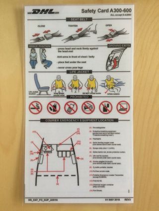 Airbus A300 Dhl European Air Transport In Flight Safety Card Cargo Freighter 2
