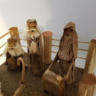 Hand Made Crafted Jesus Nativity Scene Carved Wood Vintage Adorable 8 x 8 x 5 2