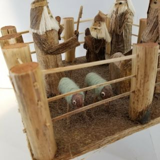 Hand Made Crafted Jesus Nativity Scene Carved Wood Vintage Adorable 8 x 8 x 5 4