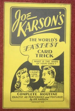 Vintage 1948 Joe Karson 
