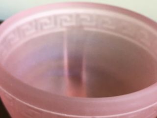 1930 ' s Art Deco Depression Glass Pink Frosted Powder Dish with Lid for Vanity 6