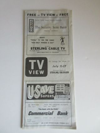 Sterling Colorado Weekly Tv View Guide 1970 July 11 - 17 Colorado Springs Co
