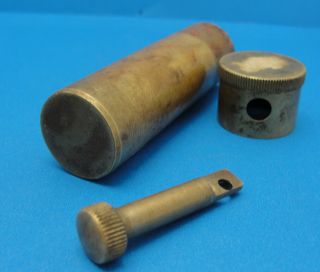 UNUSUAL Rare Vintage Antique Brass Match Stick Tobacco Safe 3