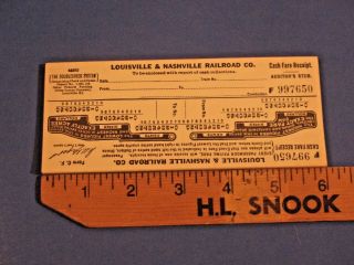 Vintage Louisville & Nashville Railroad L&n R/r Cash Fare Receipt Pad