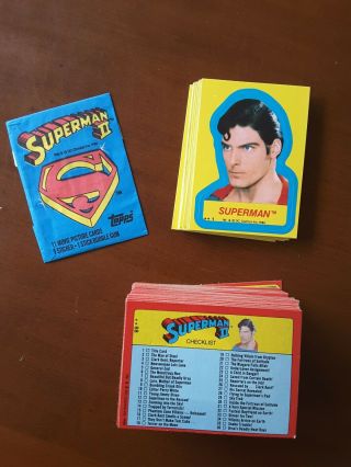 1980 Topps Superman 2 Movie Complete Trading Card Set,  Stickers & Wrapper Nm