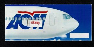 Aom French Airlines Ticket Jacket/folder Dc - 10 Art Paris Orly Sud Airport 1996