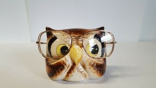 Vintage Owl Eye Glasses Holder Cmi Chadwick Label Ceramic Mid Century 1153