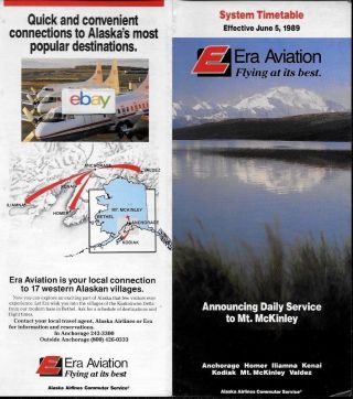 Era Alaska Airlines Ststem Timetable 6 - 5 - 1989 Convair 580 