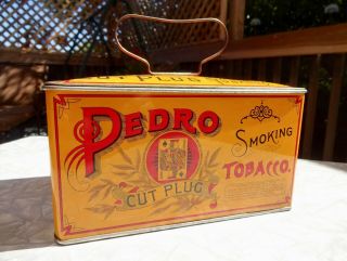 Antique Kimball Pedro Cut Plug Smoking Tobacco Tin Box Lunchbox Exc,