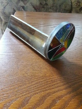 Hand Crafted Stained Glass Slag Kaleidoscope Dual Rotating Double Wheels