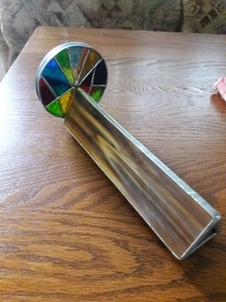 Hand Crafted Stained Glass Slag Kaleidoscope Dual Rotating Double Wheels 3