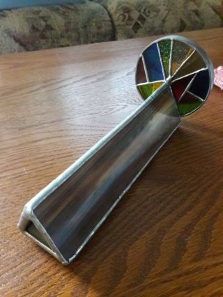Hand Crafted Stained Glass Slag Kaleidoscope Dual Rotating Double Wheels 4