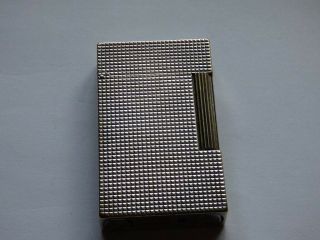 S.  T.  Dupont Line 2 Large Lighter - Silver Plated Diamond Point Design