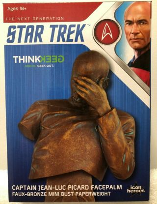 Star Trek Tng Captain Picard Facepalm Bust Bronze Ed.  Thinkgeek Limited 4774