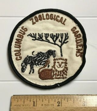 Vintage Columbus Zoological Gardens Zoo Lion Zebra Oh Souvenir Embroidered Patch