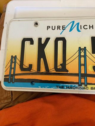 Pure Michigan License Plate Featuring Mackinac Bridge.  CKQ - 593. 2