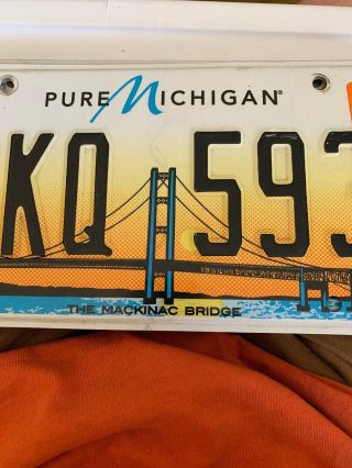 Pure Michigan License Plate Featuring Mackinac Bridge.  CKQ - 593. 3