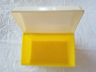 Vintage Lustro Ware Yellow and White Plastic Recipe Box 3