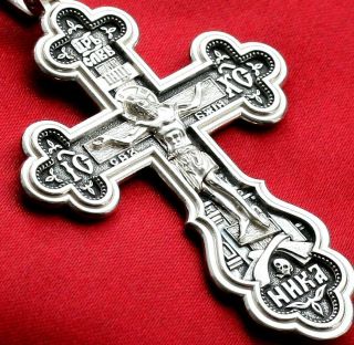 Heavy Classical Russian Orthodox Icon Crucifix,  Silver 925,  Rare Russian Jewelry